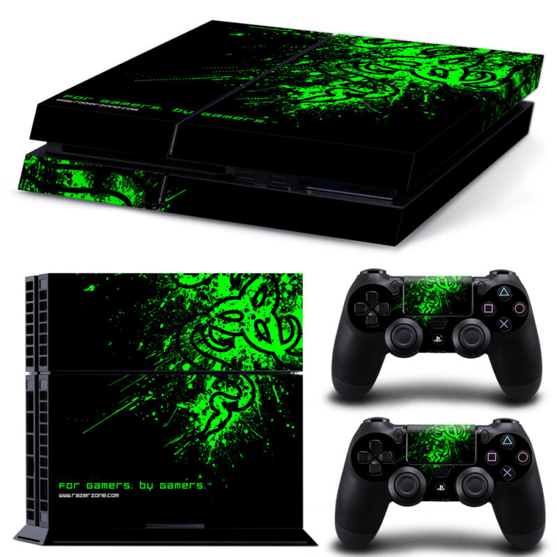 Green Razar Skin Sticker For PS4 And Controllers