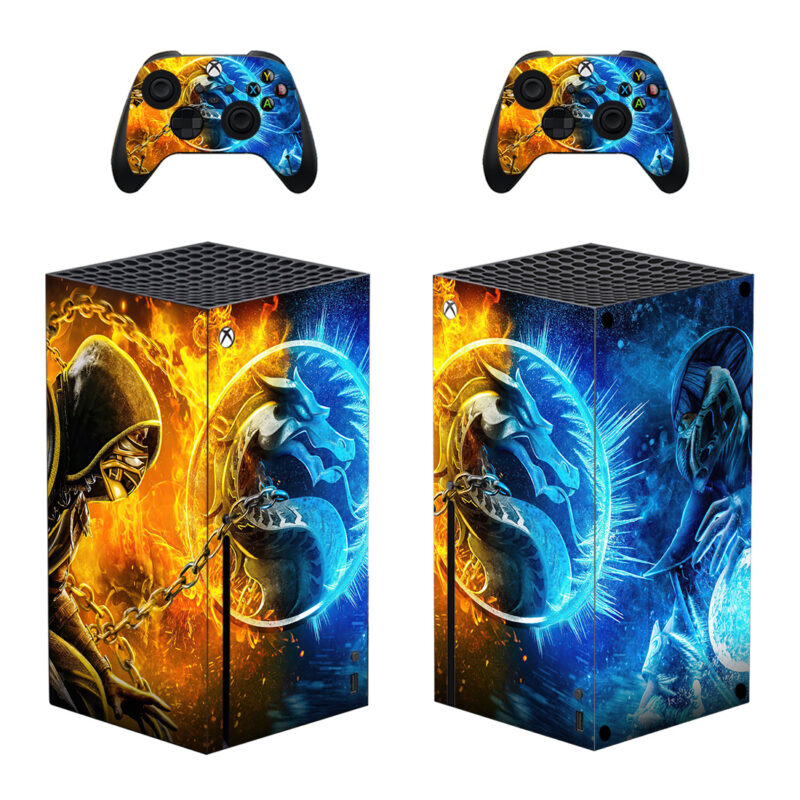 Mortal Kombat Scorpion Vs Sub Zero Skin Sticker For Xbox Series X And Controllers