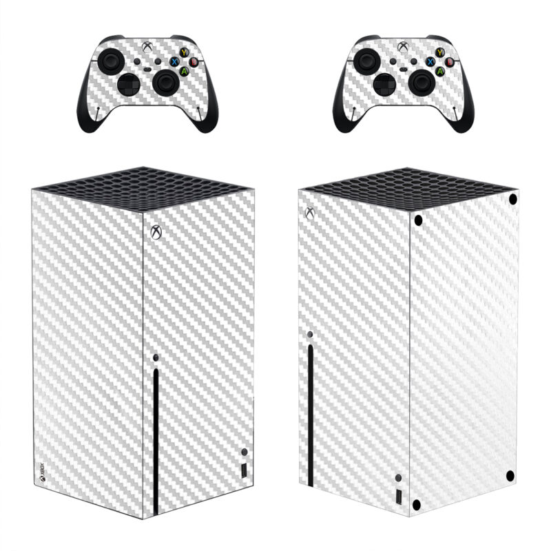 White And Gray Color Carbon Film Skin Sticker For Xbox Series X And Controllers