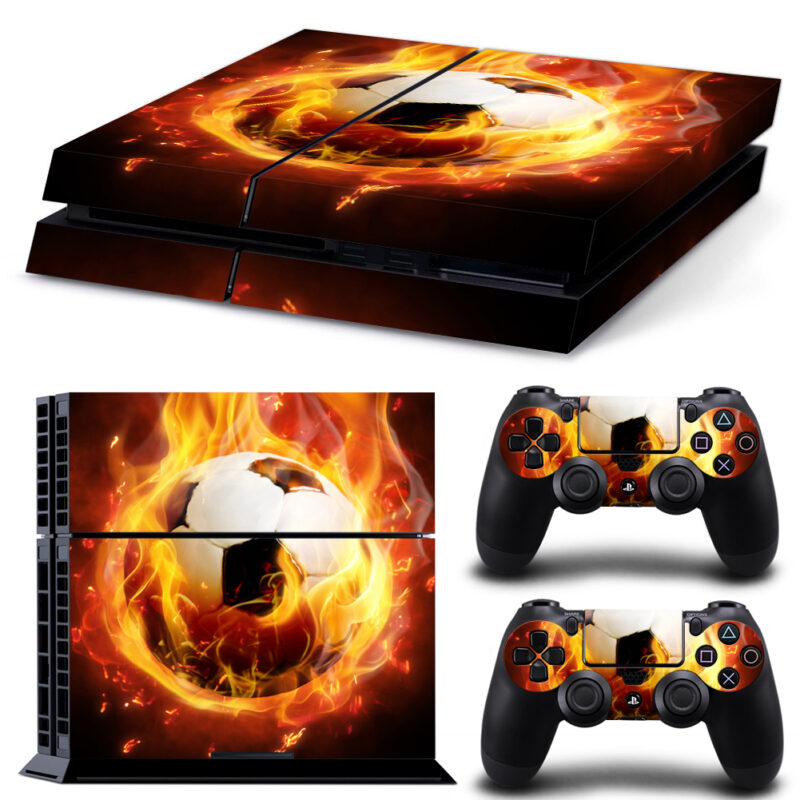 Fire Football Theme Skin Sticker For PS4 And Controllers