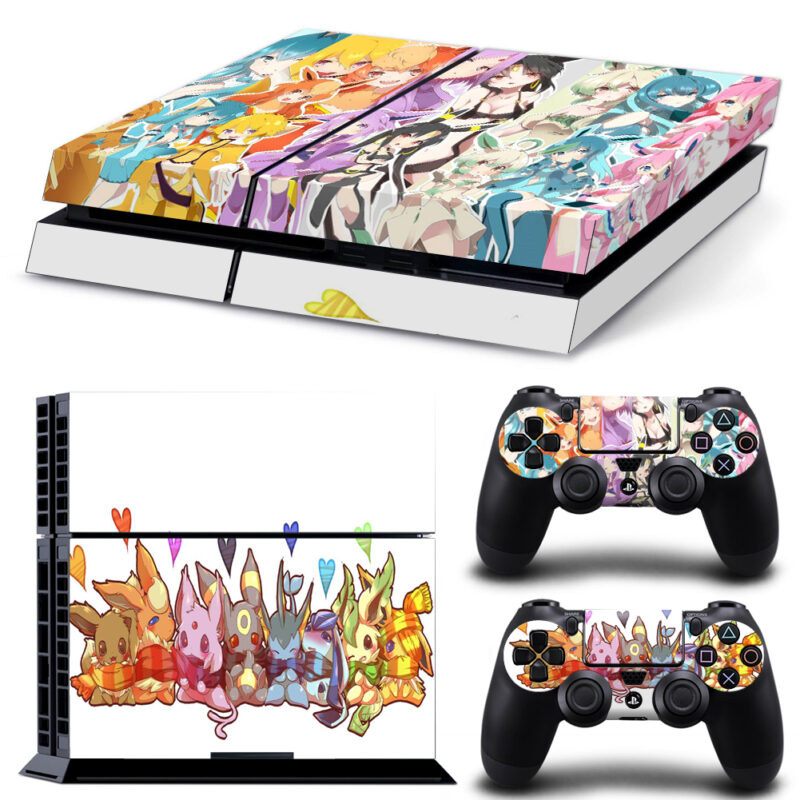 Anime Pokemon Eevee Evolution Galaxy Skin Sticker For PS4 And Controllers