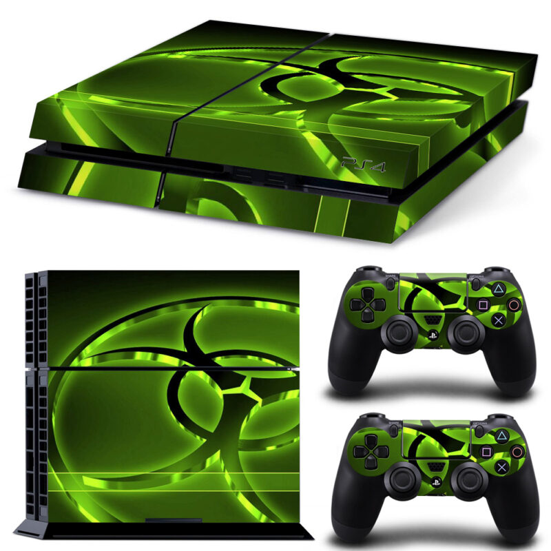 Green Biohazard Neon PS4 Skin Sticker