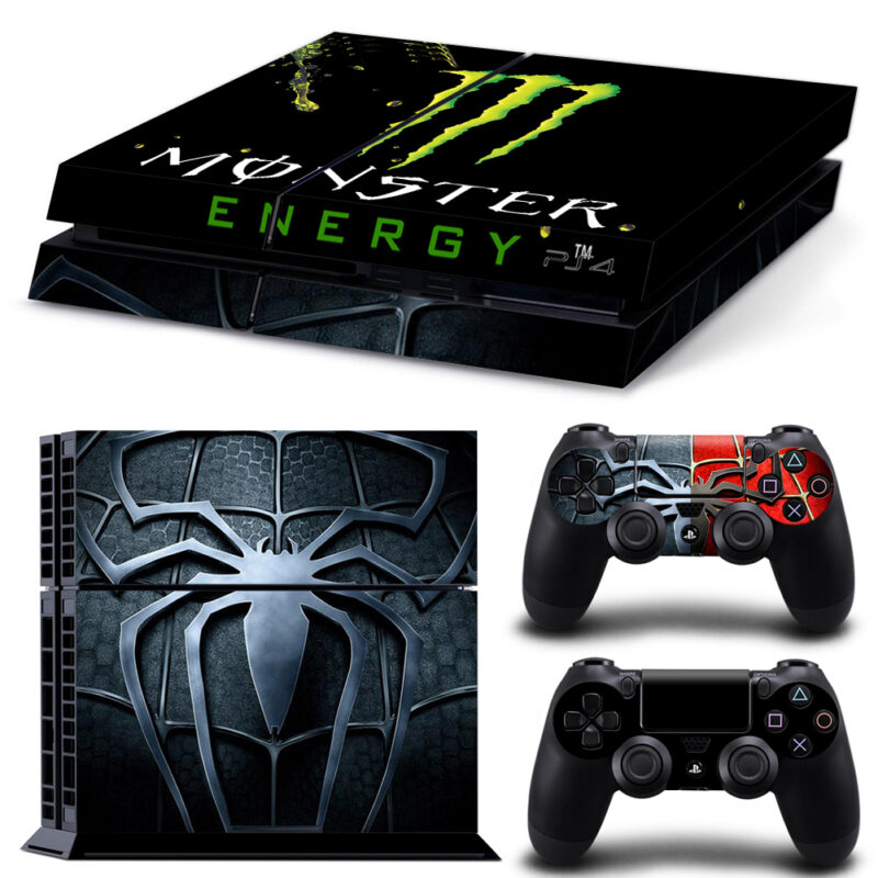 Monster Energy And Spider Man 3 Skin Sticker For PS4 And Controllers