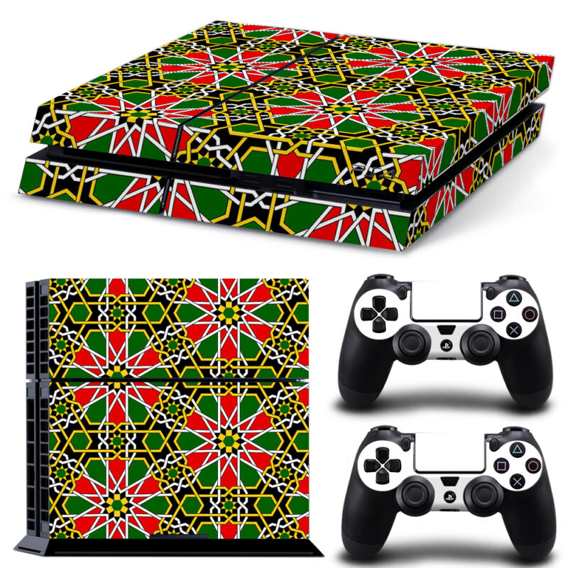 Arabic Green Seamless Pattern Skin Sticker For PS4 And Controllers