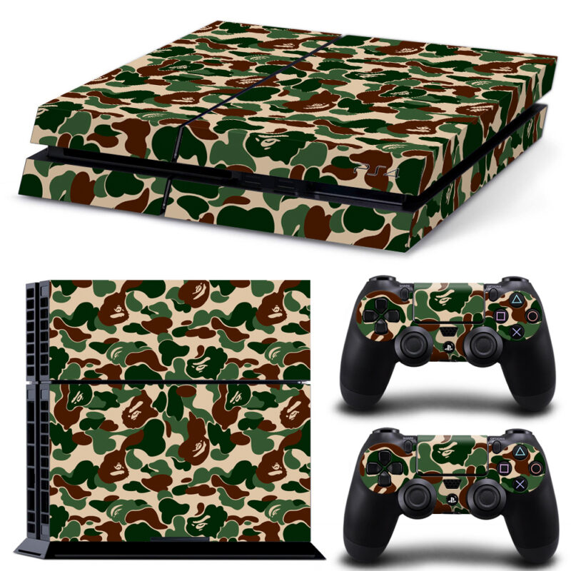 Woodland Camouflage Pattern Skin Sticker For PS4 And Controllers