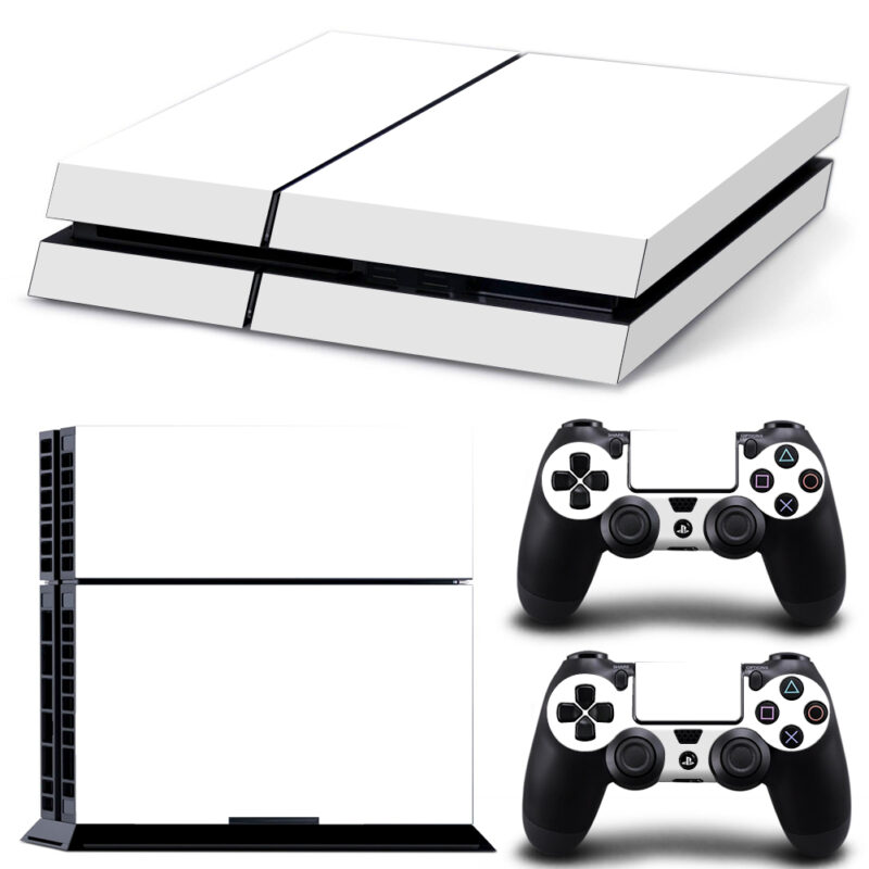 White Color Skin Sticker For PS4 And Controllers