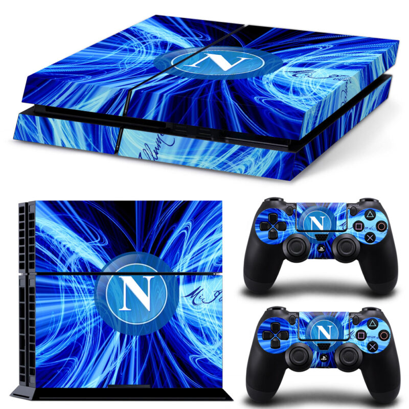 SSC Napoli Skin Sticker For PS4 And Controllers Design 1