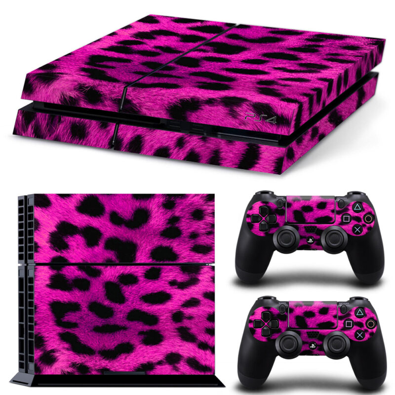 Pink Leopard Pattern Skin Sticker For PS4 And Controllers