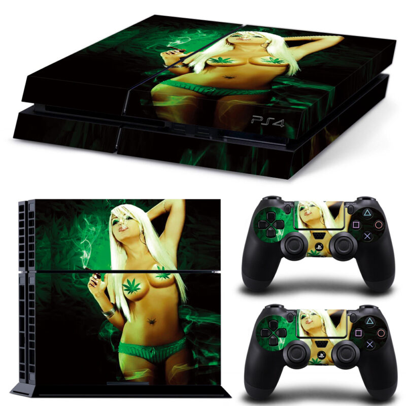 Marijuana Weed Leaf Girl PS4 Skin Sticker