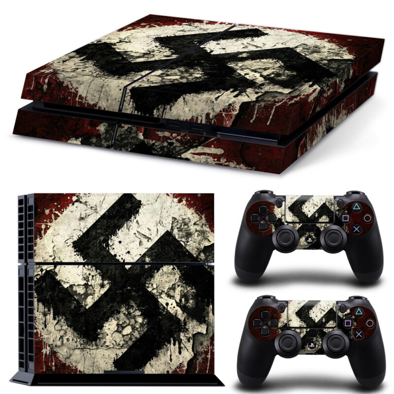 Swastika Flag Skin Sticker For PS4 And Controllers Design 1