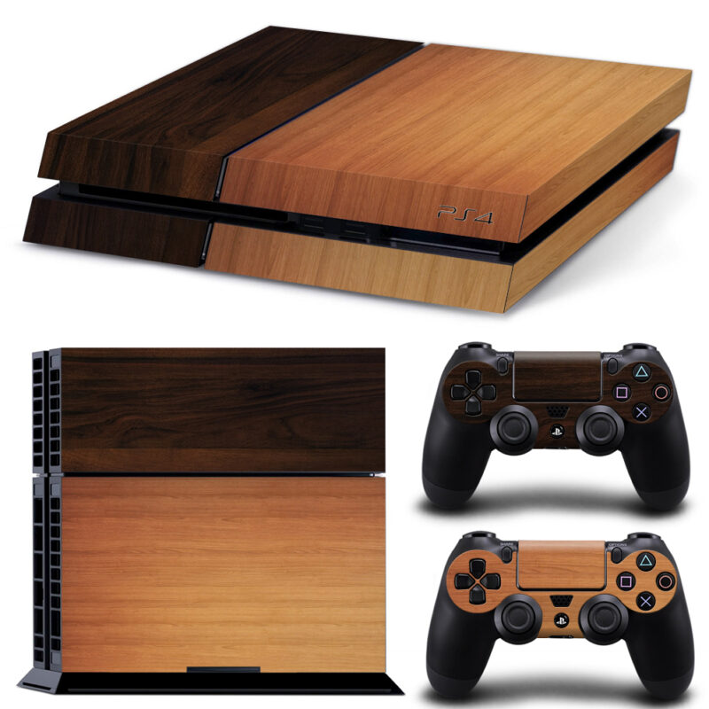 Dark And Light Brown Wood Texture PS4 Skin Sticker