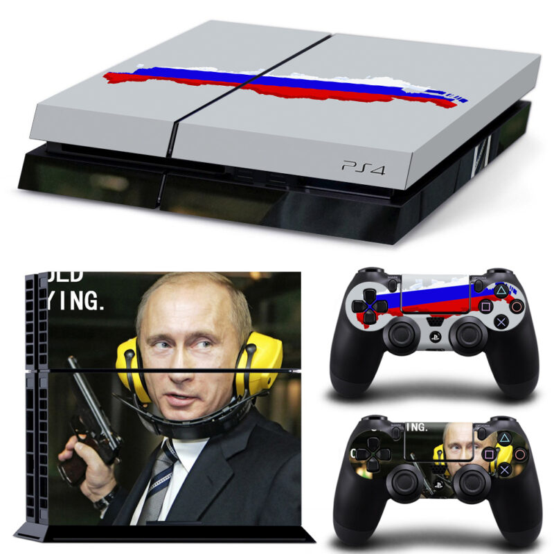 Russia President Vladimir Putin And Flag Skin Sticker For PS4 And Controllers