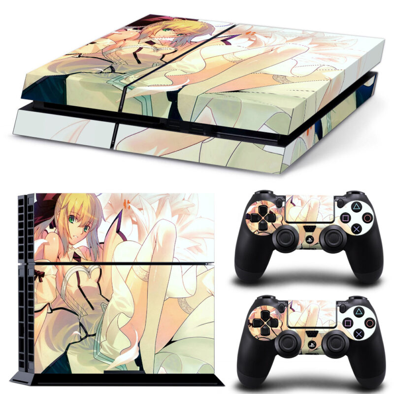 Fate/Stay Night Saber Lily Skin Sticker For PS4 And Controllers Design 1