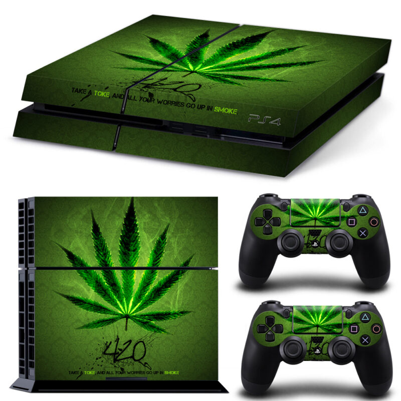 Weed Cannabis Leaf 420 Skin Sticker For PS4 And Controllers