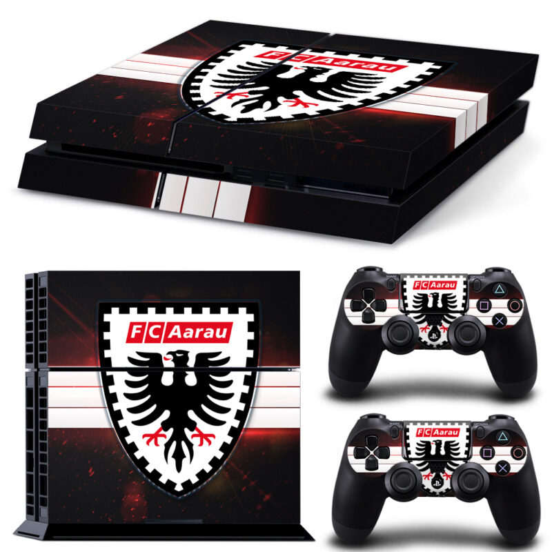 FC Aarau Skin Sticker For PS4 And Controllers Design 1