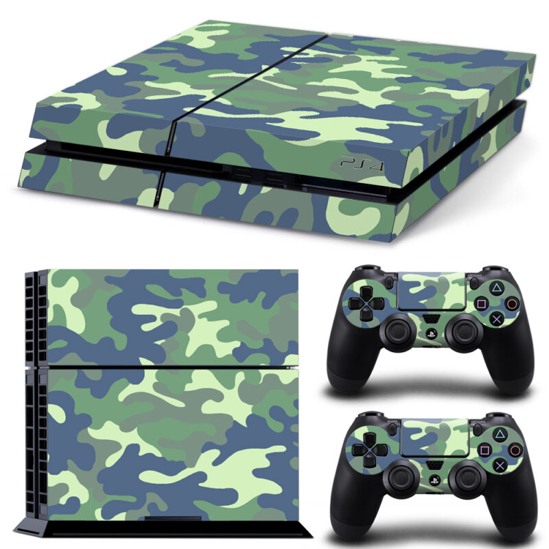 Blue And Green Camouflage PS4 Skin Sticker