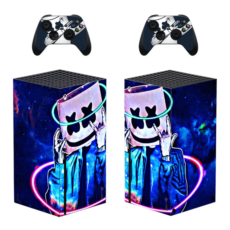 DJ Marshmello Blue Neon Skin Sticker For Xbox Series X And Controllers