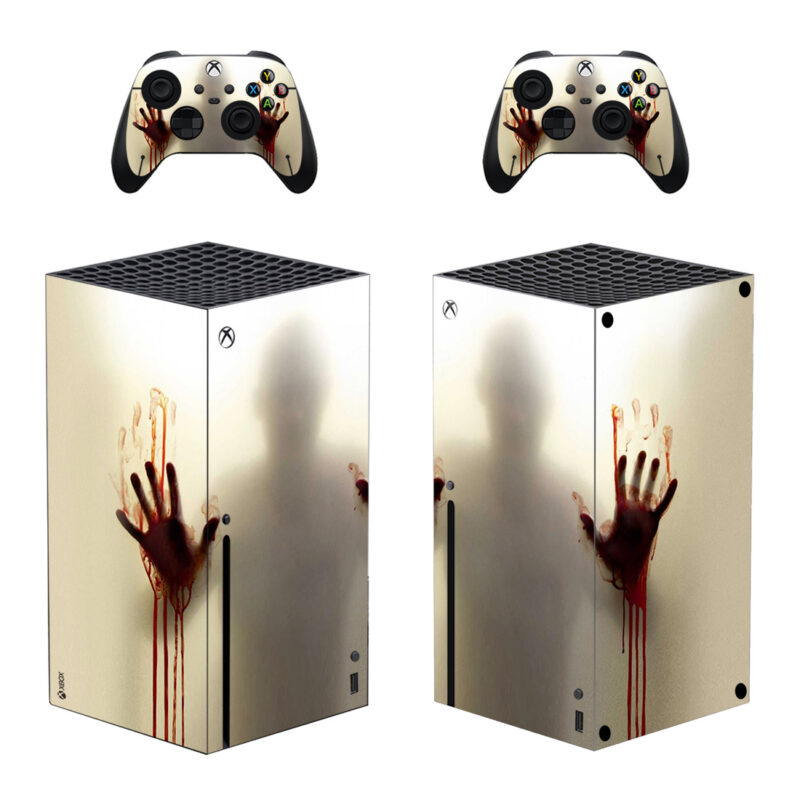 Bloody Hand Shower Curtain Horror Theme Skin Sticker For Xbox Series X And Controllers