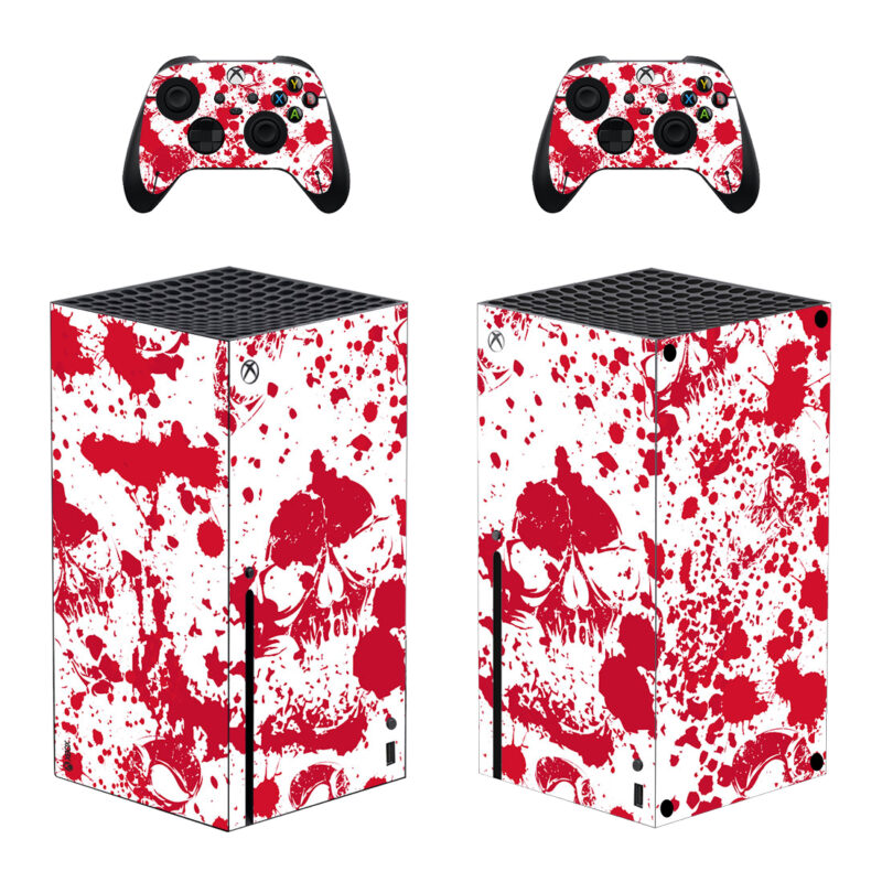 Blood Splatter Skull Pattern Skin Sticker For Xbox Series X And Controllers