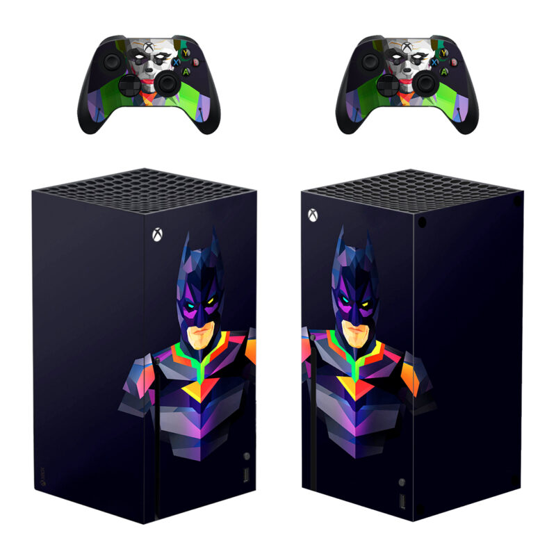 Batman In A Colorful Polygonal Design Skin Sticker For Xbox Series X And Controllers