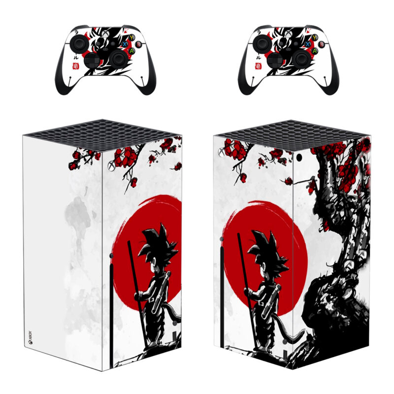 Dragon Ball Z Goku Red Cherry Blossom Tree Skin Sticker For Xbox Series X And Controllers Design 1