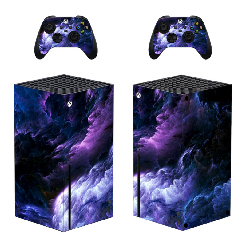 Purple And Blue Clouds Abstract Skin Sticker For Xbox Series X And Controllers