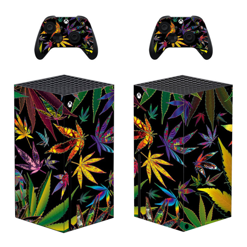 Colorful Cannabis Leaves Pattern Skin Sticker For Xbox Series X And Controllers