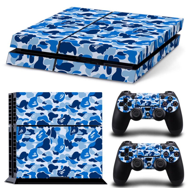 Blue Camouflage Background Skin Sticker For PS4 And Controllers