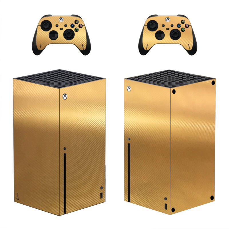 Gold Color Carbon Film Skin Sticker For Xbox Series X And Controllers