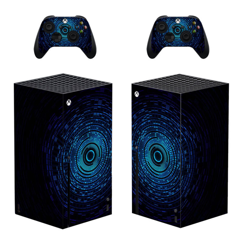 Blue Tunnel Digital Abstract Skin Sticker For Xbox Series X And Controllers