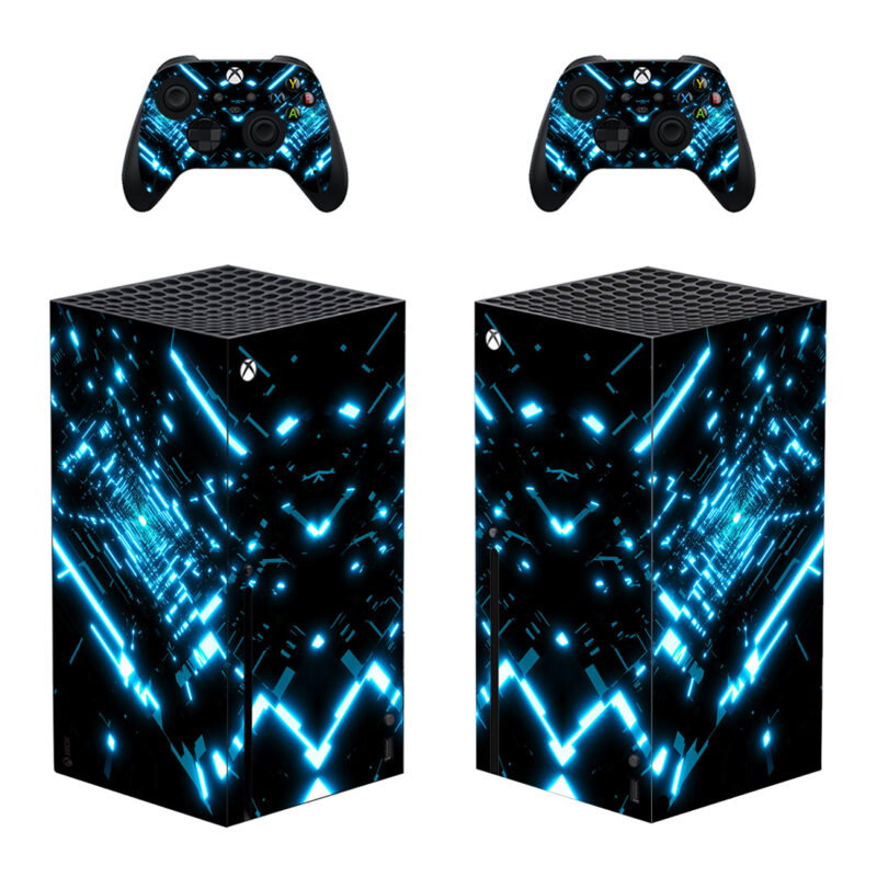 Tron Tunnels Pattern Skin Sticker For Xbox Series X And Controllers