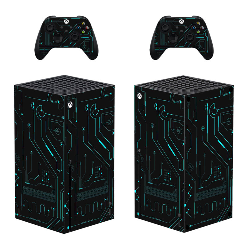 Abstract Neon Circuit Board Skin Sticker For Xbox Series X And Controllers