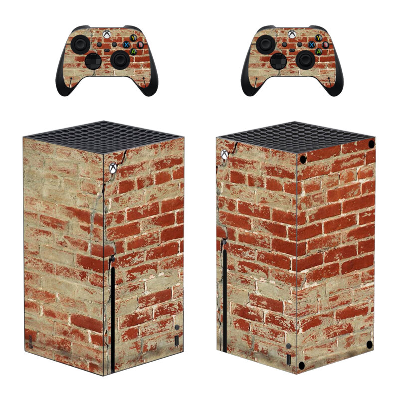 Brick With Big Crack Texture Skin Sticker For Xbox Series X And Controllers