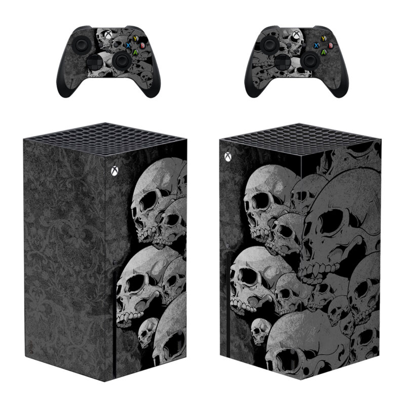 Black Skull Pattern Skin Sticker For Xbox Series X And Controllers