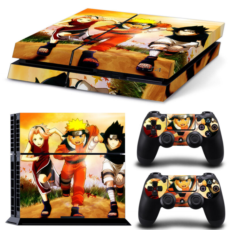 Team 7 Naruto Running In Grass Field Skin Sticker For PS4 And Controllers