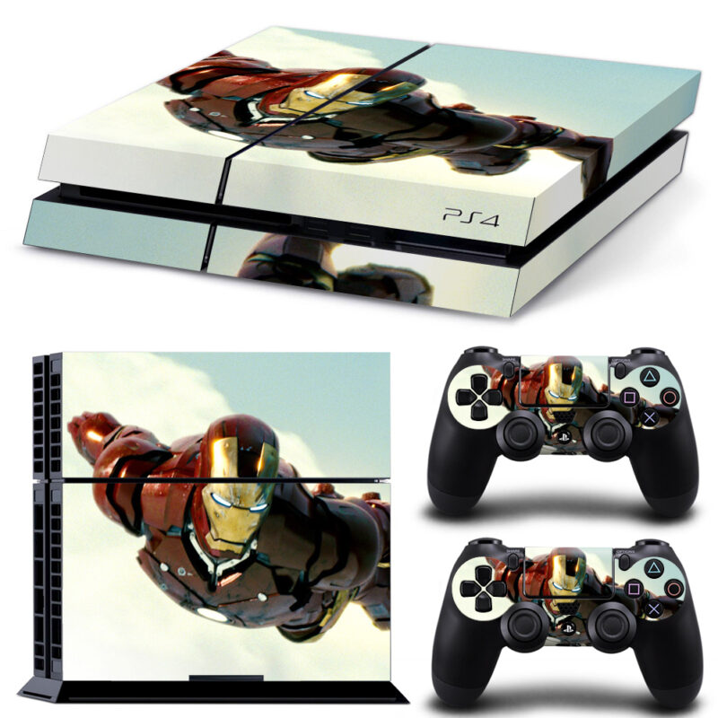 Iron Man Flying On The Sky Skin Sticker For PS4 And Controllers