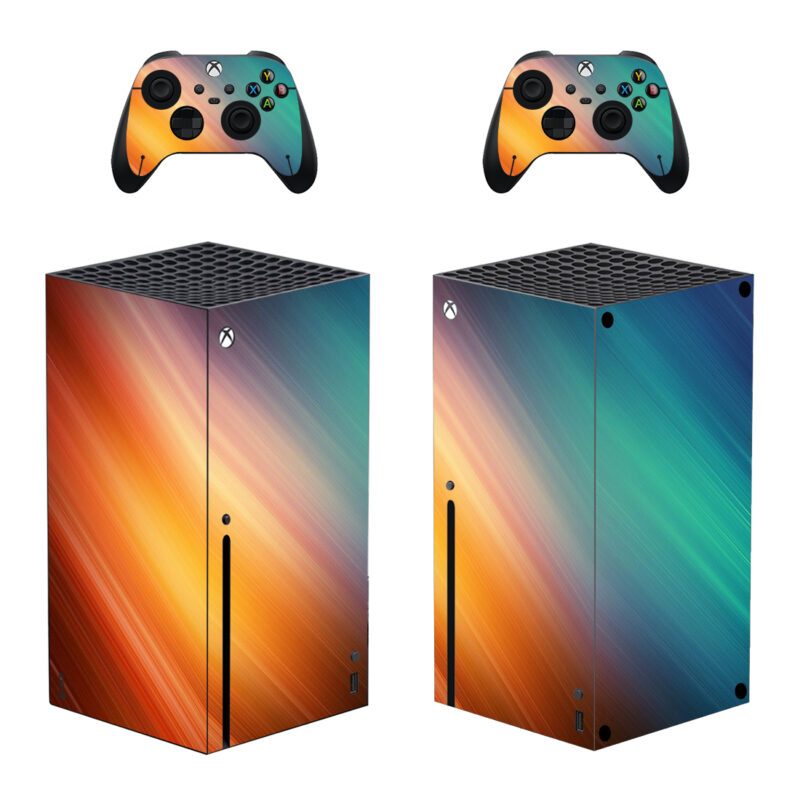 HD Blue And Orange Aurora Minimalistic Skin Sticker For Xbox Series X And Controllers