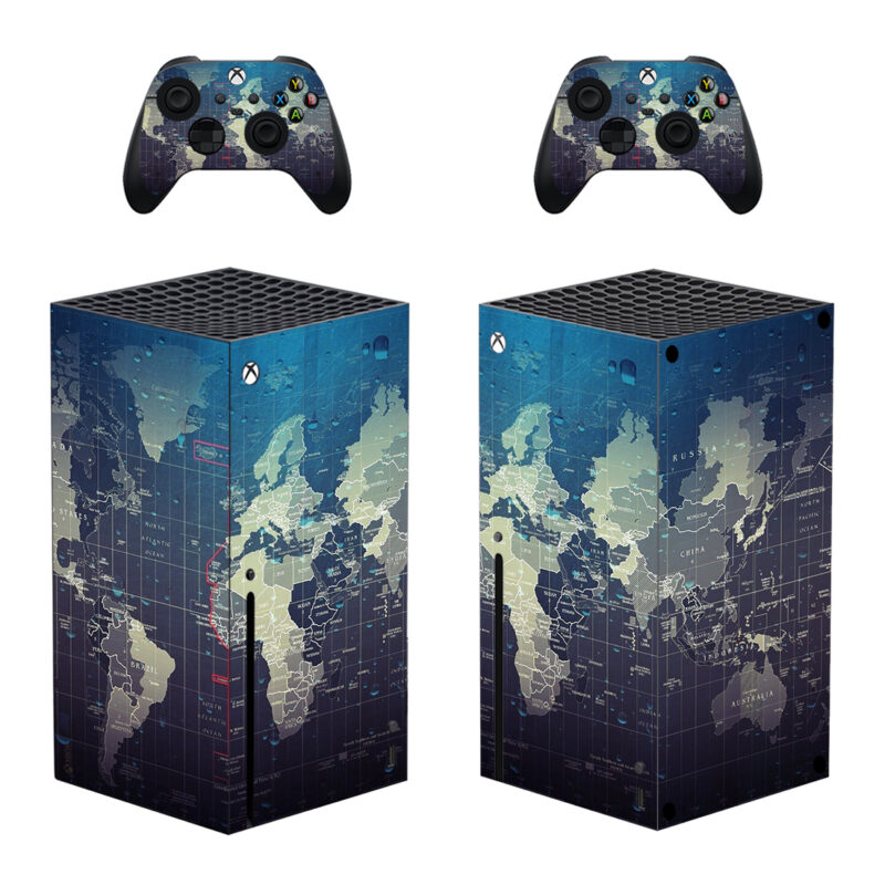 Time Zone And Misc World Map Skin Sticker For Xbox Series X And Controllers