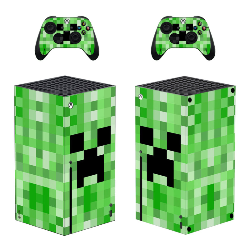 Minecraft Creeper Skin Sticker For Xbox Series X And Controllers Design 1