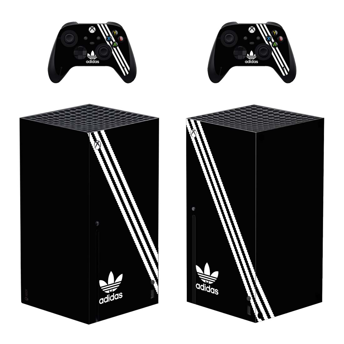 Adidas On Black And White Pattern Skin Sticker For Xbox Series X And Controllers