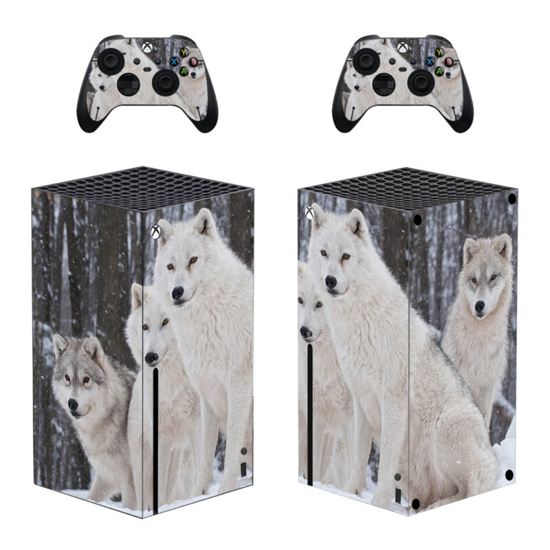 White Wolf Family Skin Sticker For Xbox Series X And Controllers