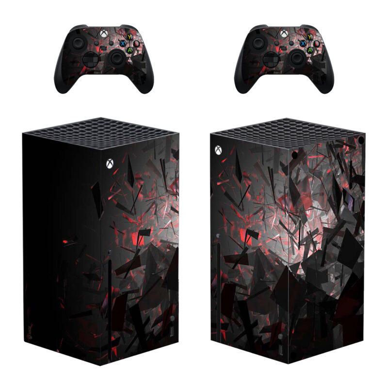 Abstract Black Red Shards Skin Sticker For Xbox Series X And Controllers