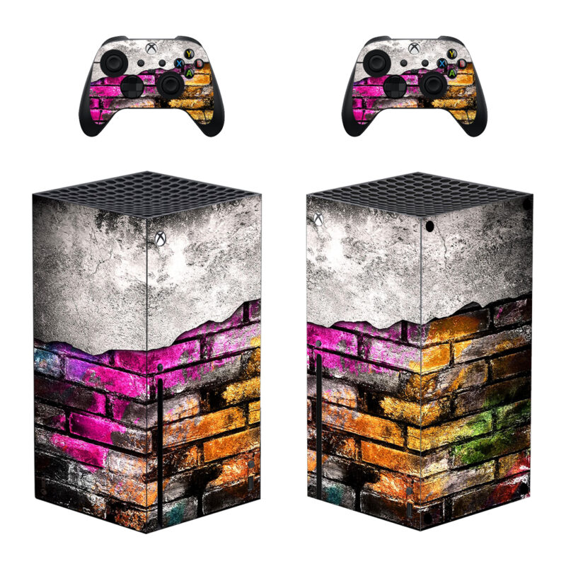 Multicolor Graffiti Brick Wall Pattern Skin Sticker For Xbox Series X And Controllers