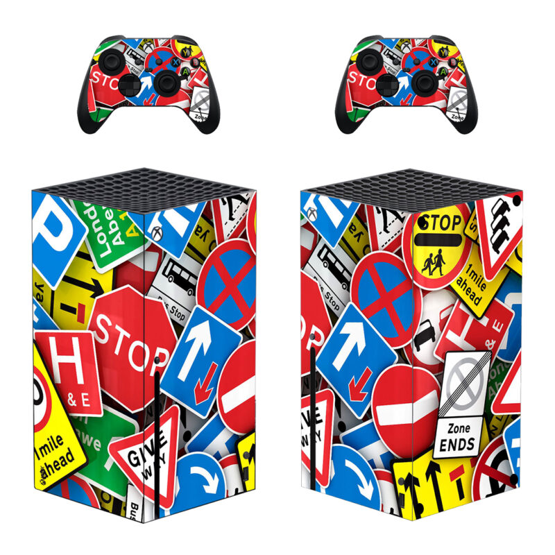 Traffic Signs Pattern Skin Sticker For Xbox Series X And Controllers