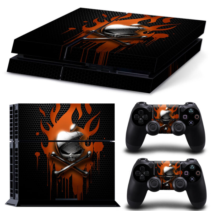 Burning Skull Apple Skin Sticker For PS4 And Controllers