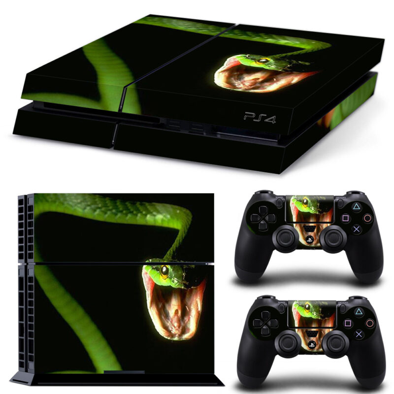 Green Vine Open Mouth Snake PS4 Skin Sticker