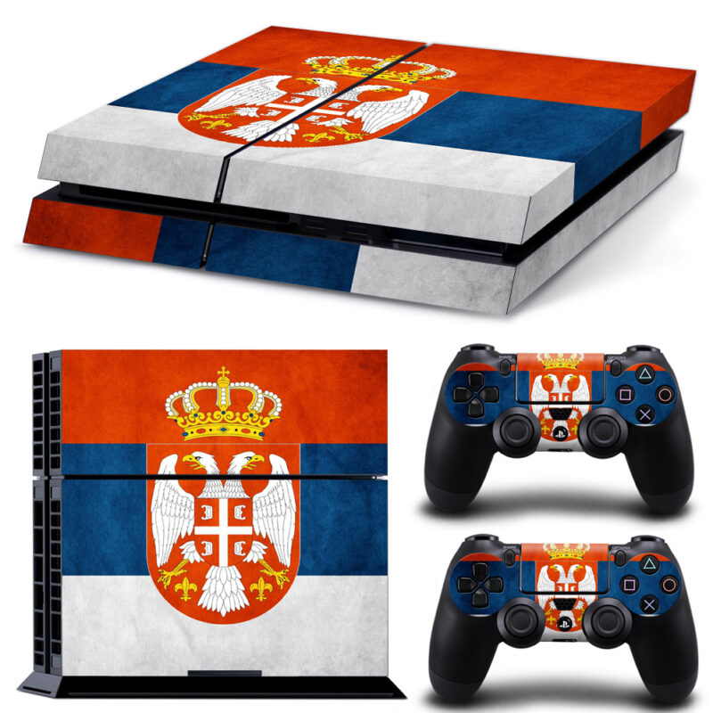 Flag Of Serbia Skin Sticker For PS4 And Controllers Design 1