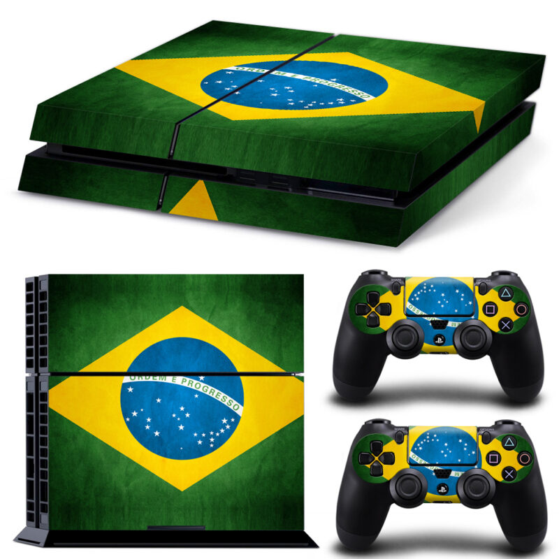 Flag Of Brazil Skin Sticker For PS4 And Controllers