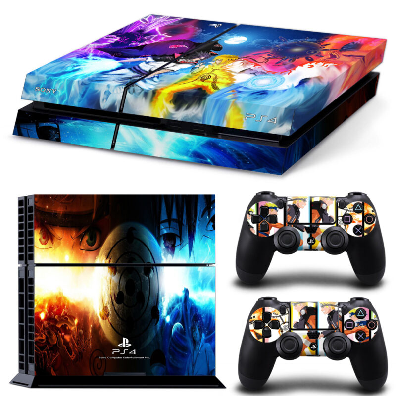 Fire And Ice Naruto Sasuke PS4 Skin Sticker