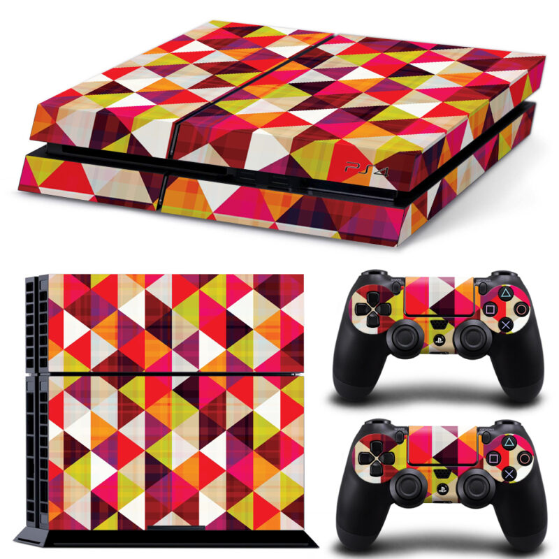 Colorful Triangle Pattern Skin Sticker For PS4 And Controllers Design 1